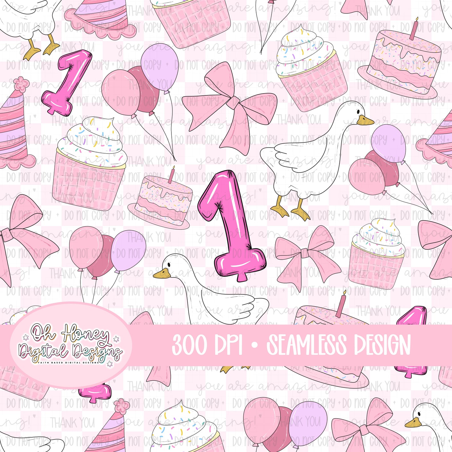 Silly Goose Birthday - PINK #1 - SEAMLESS