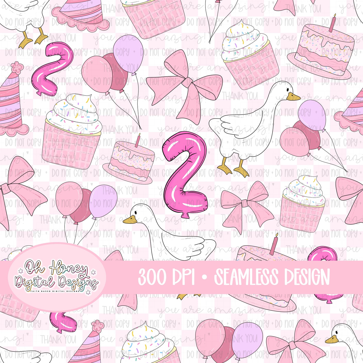 Silly Goose Birthday - PINK #2 - SEAMLESS
