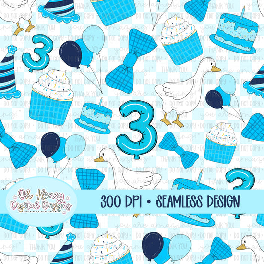 Silly Goose Birthday - BLUE #3 - SEAMLESS