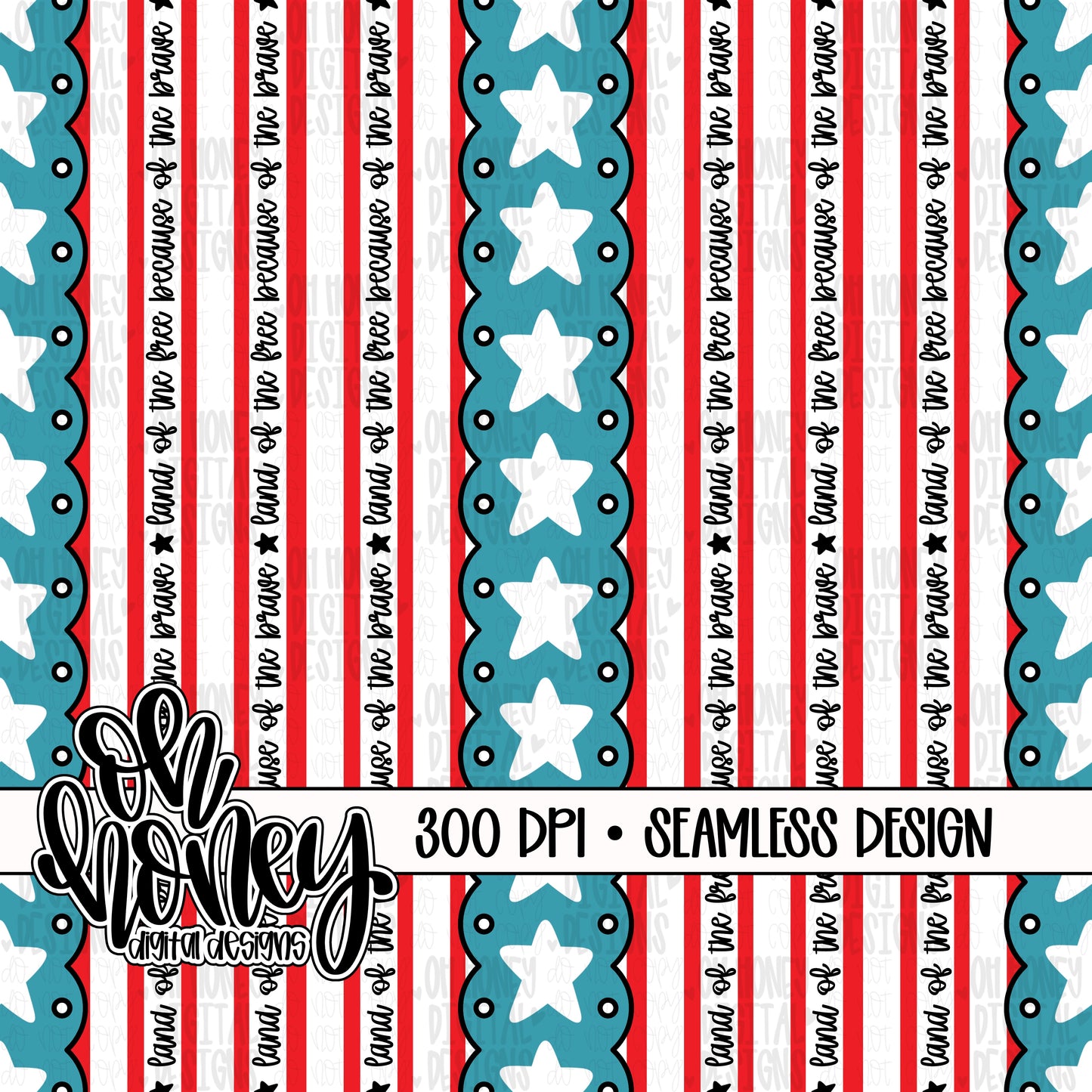 Stars & Stripes - Land of the Free - Vertical - SEAMLESS