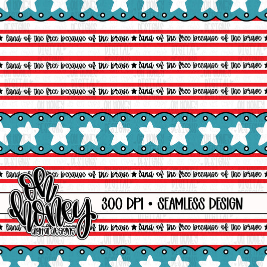 Stars & Stripes - Land of the Free - Horizontal - SEAMLESS