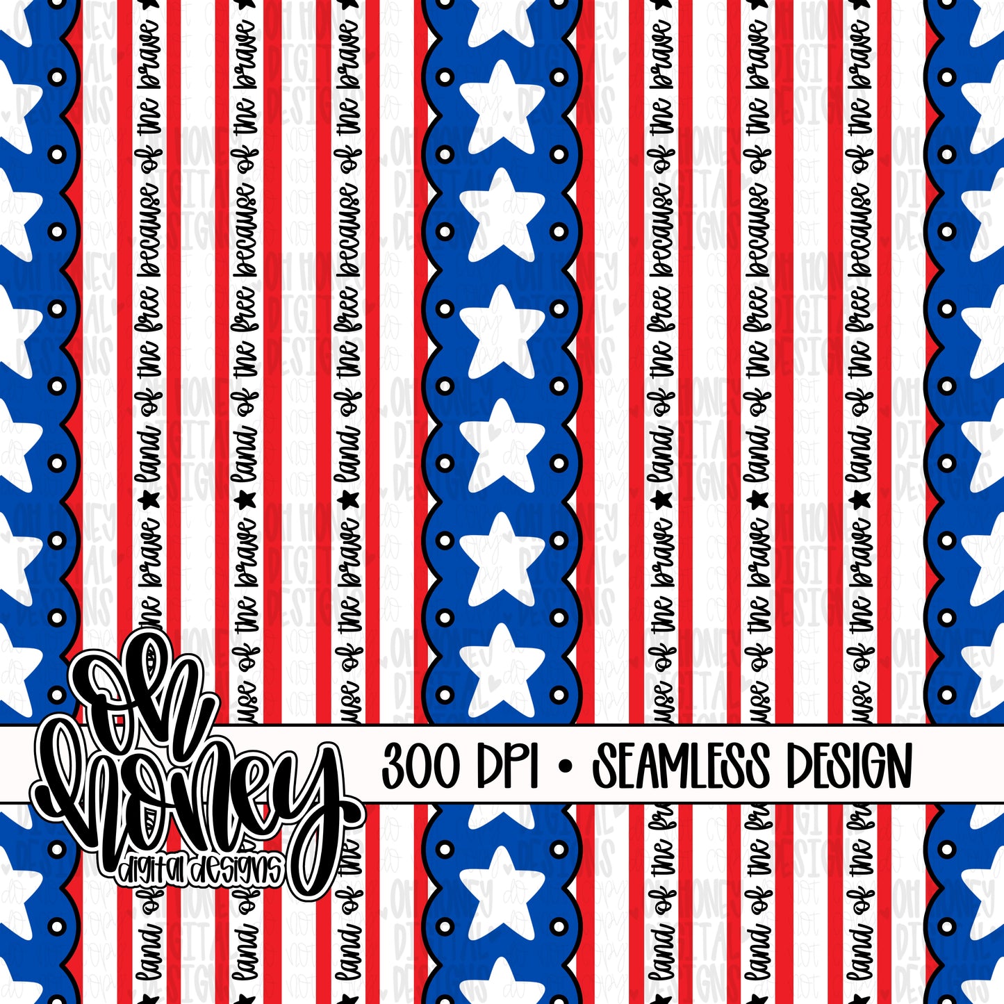 Stars & Stripes - Land of the Free - Vertical - SEAMLESS