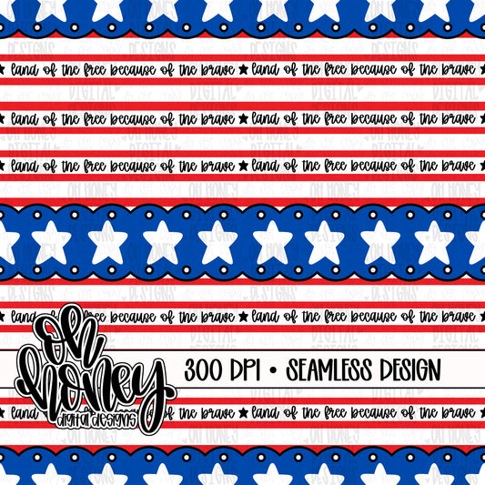 Stars & Stripes - Land of the Free - Horizontal - SEAMLESS