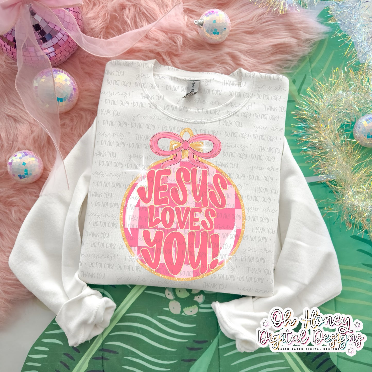 Jesus Loves You Ornament - Checkered - PNG - OCTOBER 2025