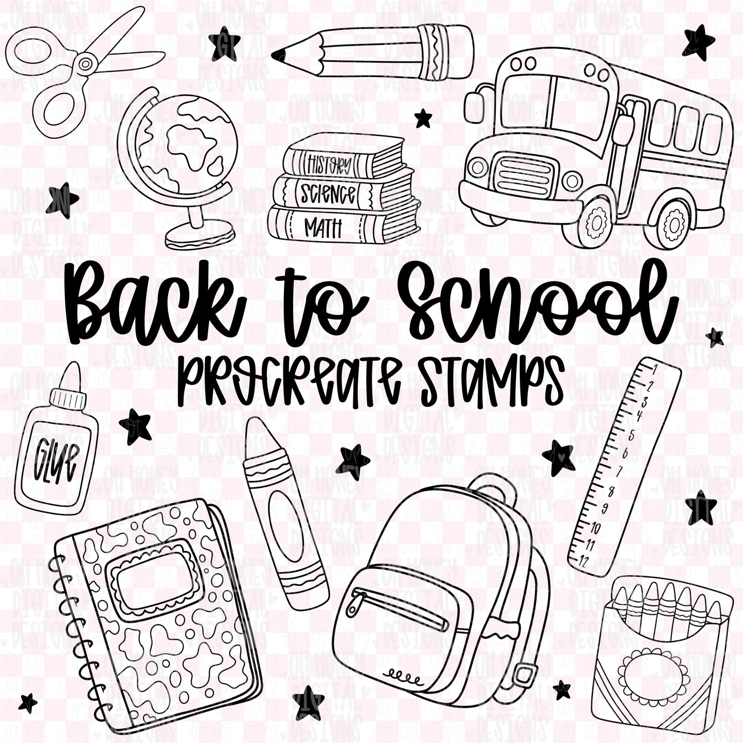 Back to School Procreate Stamps
