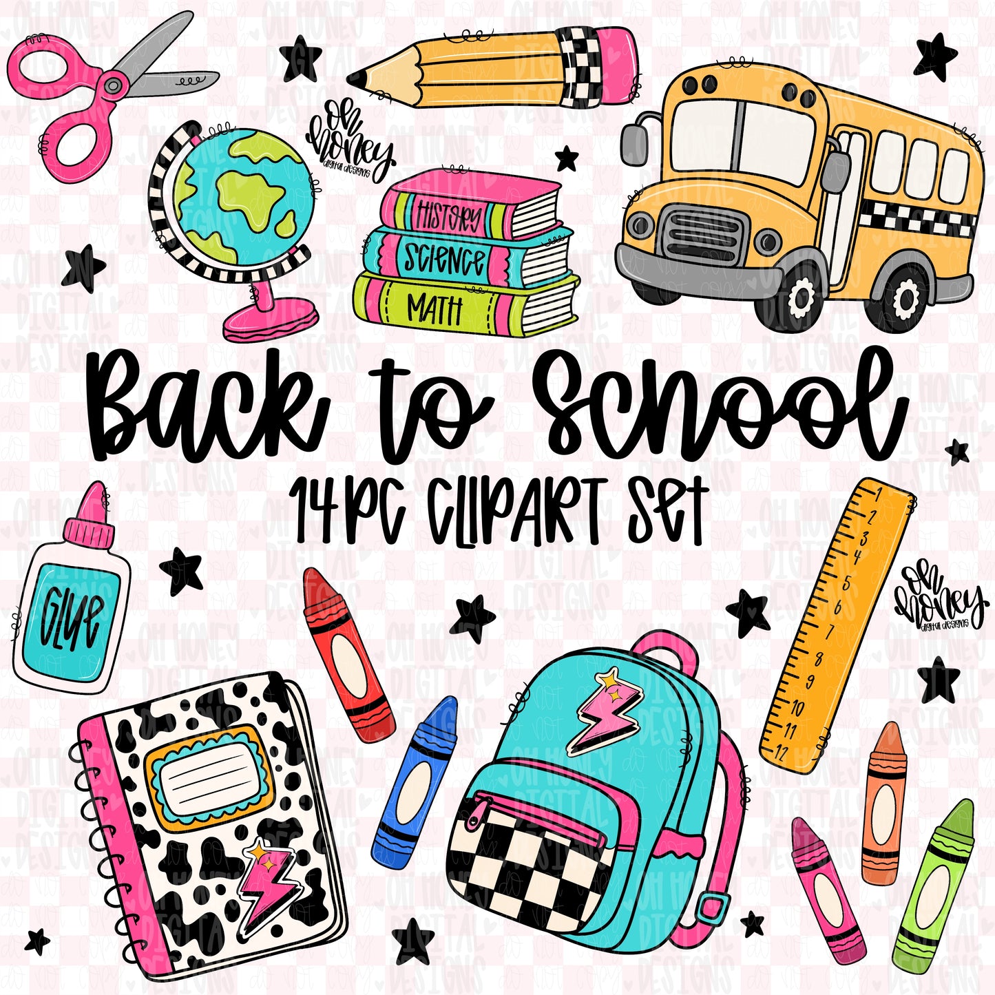 Back to School 14pc Clipart