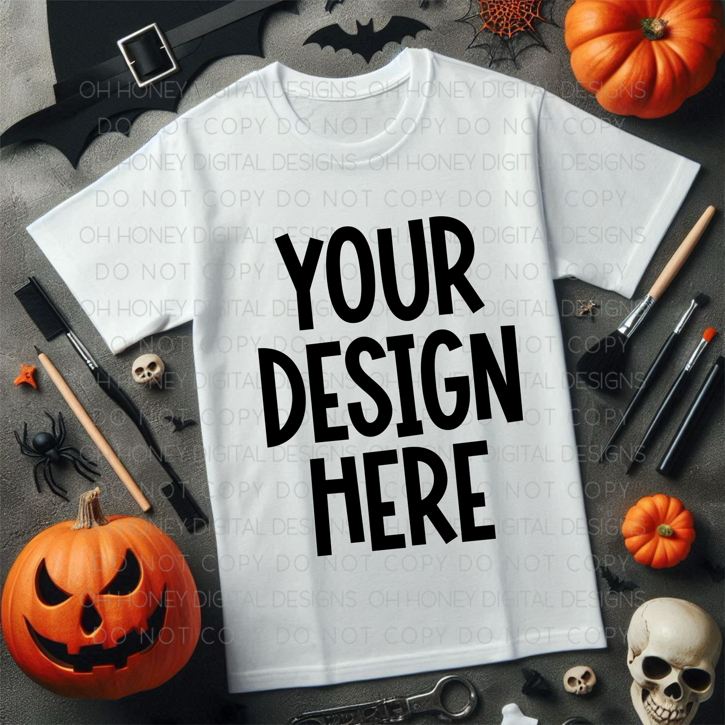 Unbranded White T-Shirt Halloween Mockup
