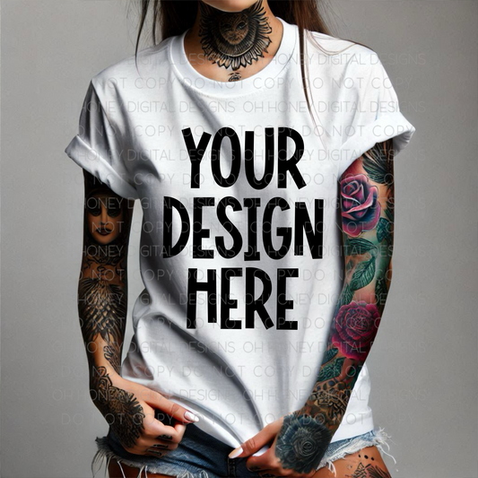 Unbranded White T Shirt Tattoos Mockup