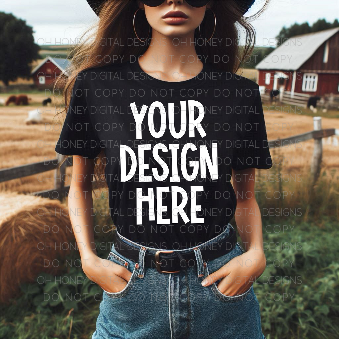 Unbranded Black T-Shirt Country Mockup