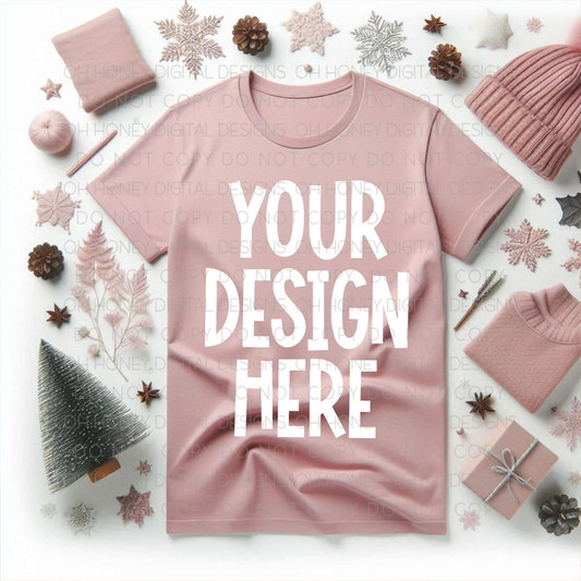 Unbranded Pink Winter T Shirt Mockup