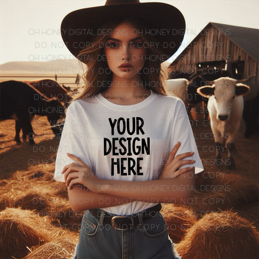 Unbranded White T-Shirt Country Mockup