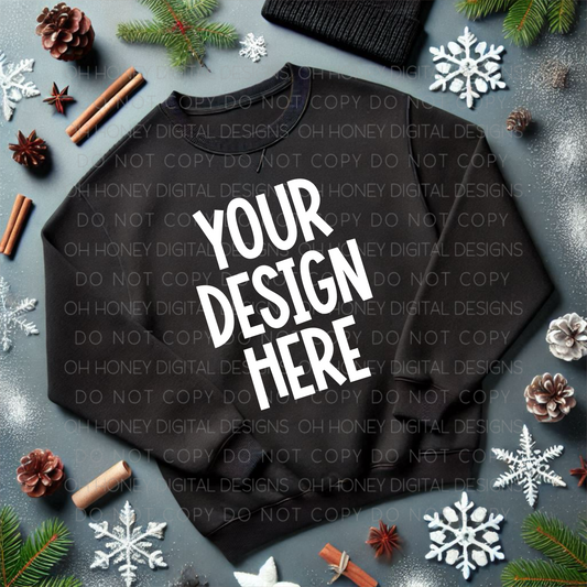 Unbranded Black Sweatshirt Winter Mockup