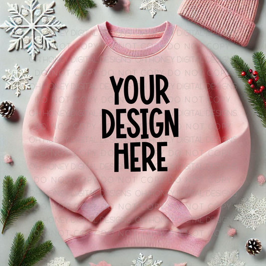 Unbranded Pink SweatshirtWinter Mockup