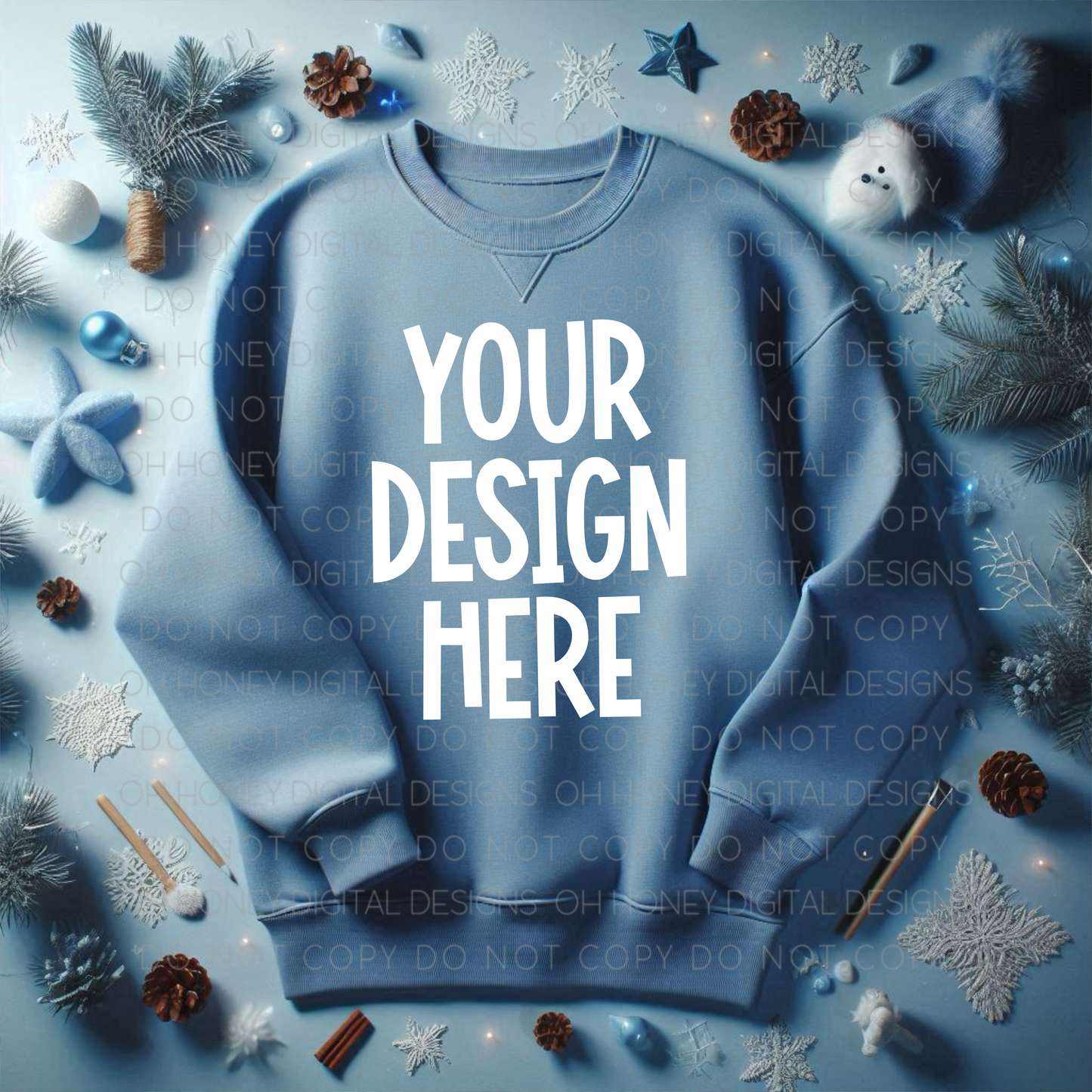 Unbranded Blue Sweatshirt Winter Mockup