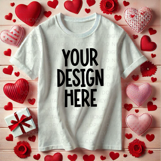 Unbranded White T-Shirt Valentines Mockup