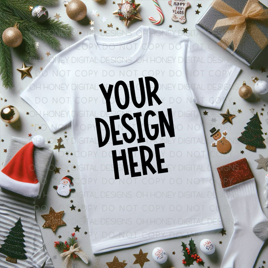 Unbranded White T-Shirt Christmas Mockup