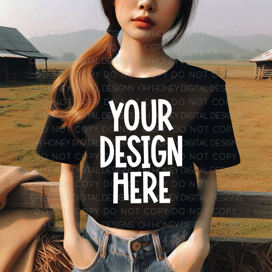 Unbranded Black T-Shirt Country Mockup