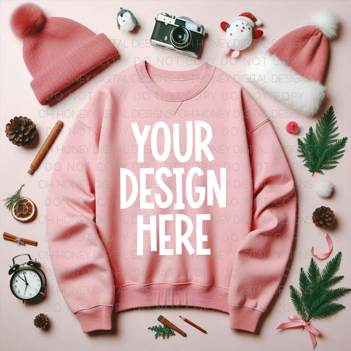 Unbranded Pink Sweatshirt Winter Mockup
