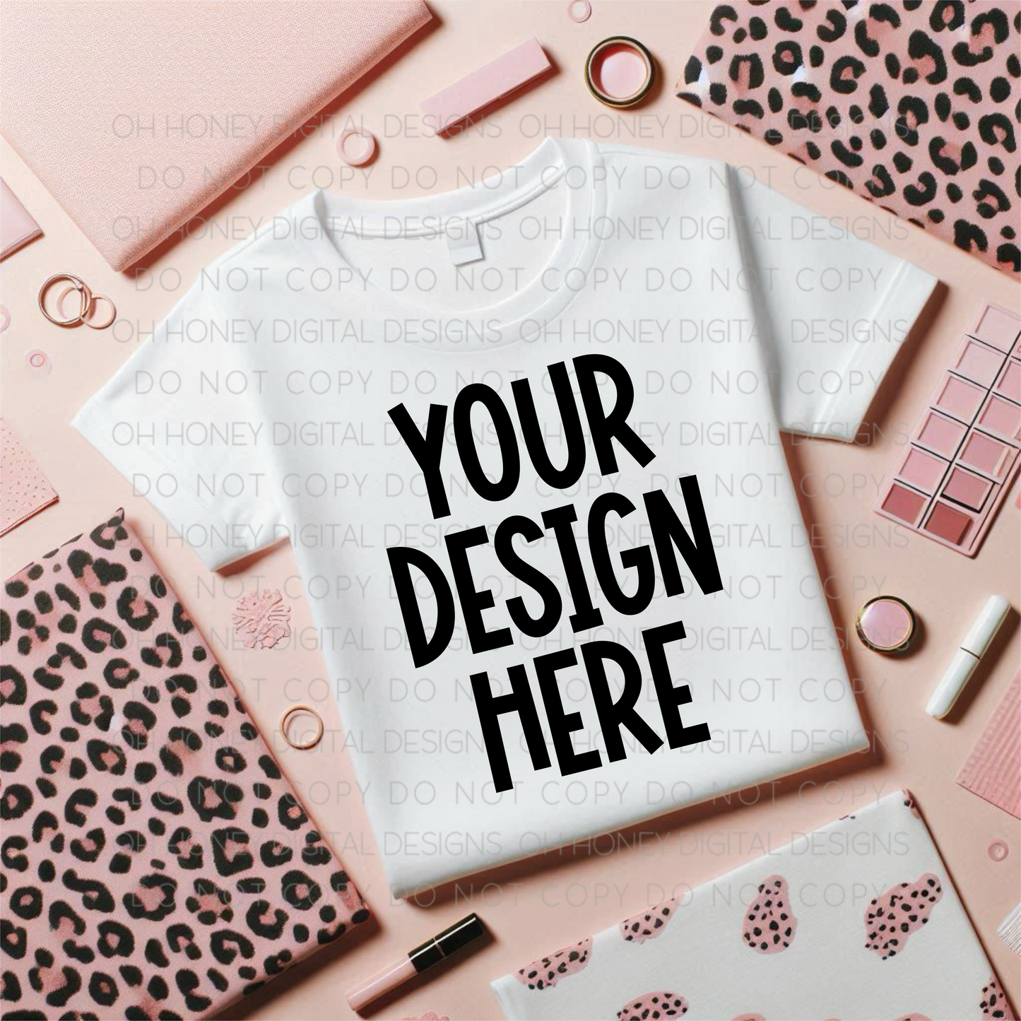 Unbranded White T-Shirt Leopard Mockup