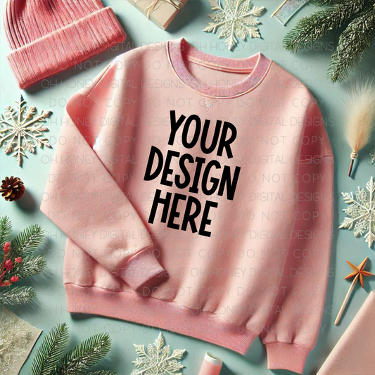 Unbranded Pink Sweatshirt Winter Mockup
