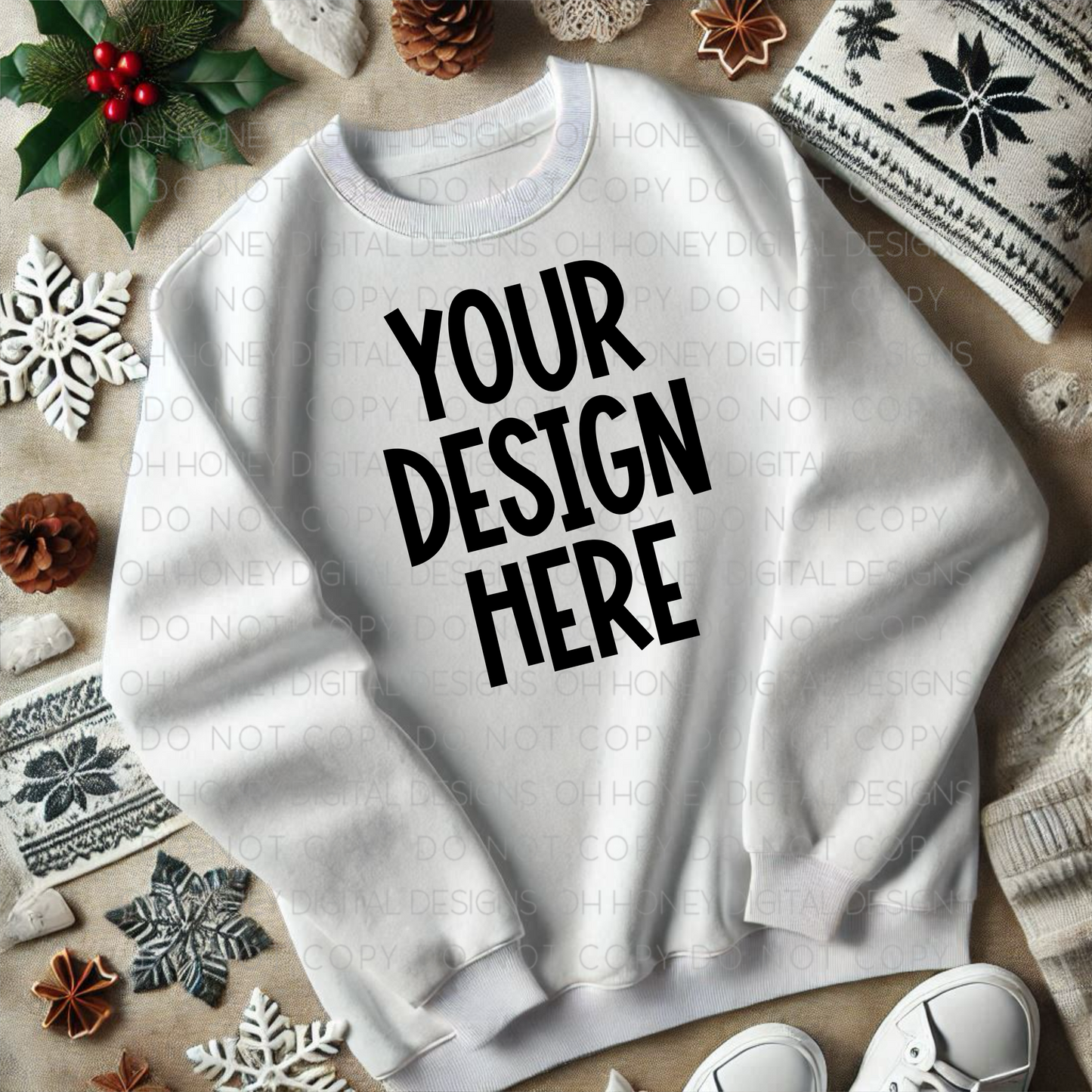 Unbranded White Sweatshirt Christmas/Winter Mockup