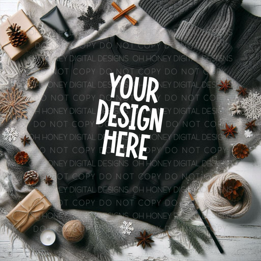 Unbranded Black Sweatshirt Winter Mockup