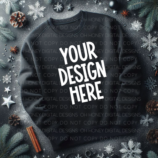 Unbranded Black Sweatshirt Winter Mockup