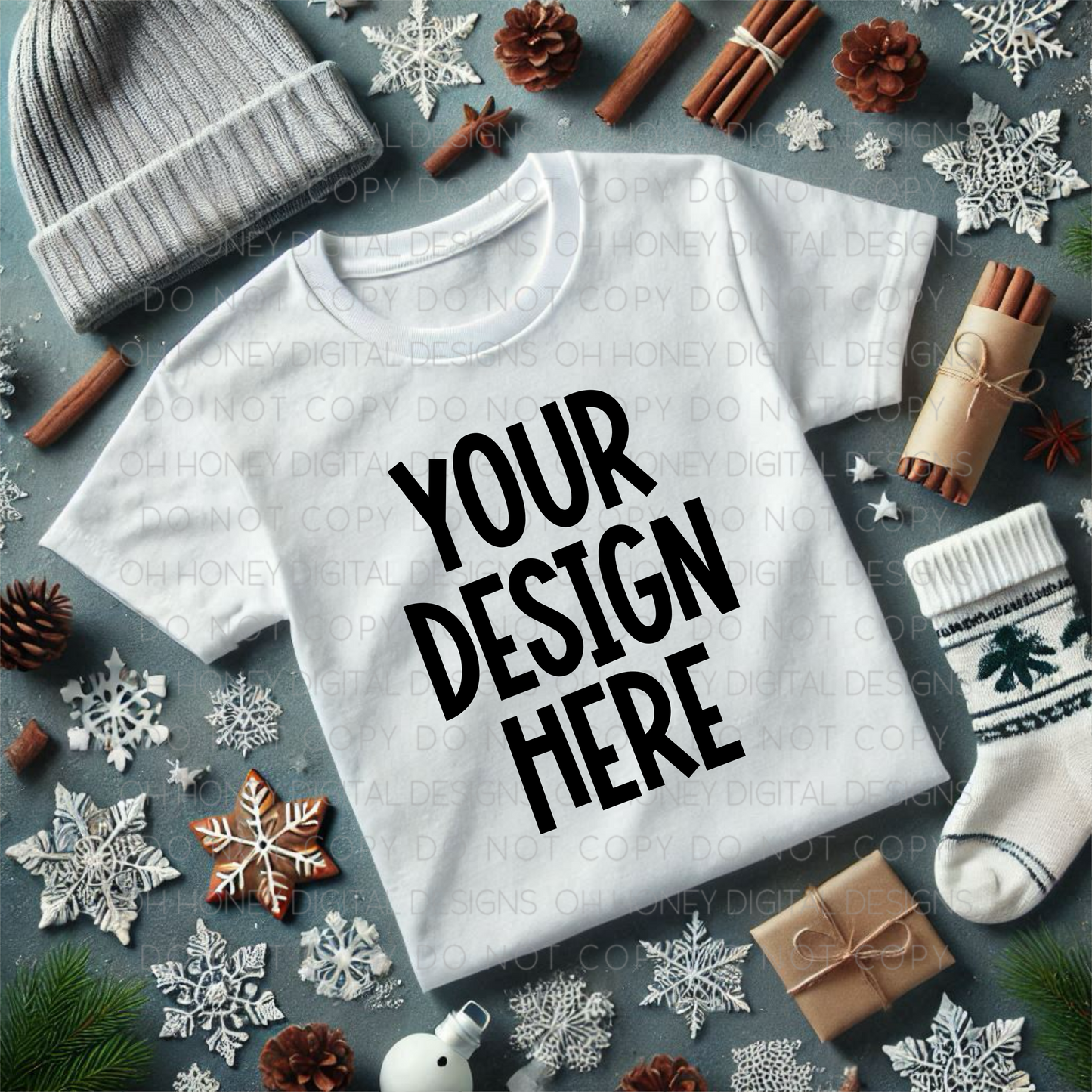 Unbranded White T-Shirt Winter Mockup