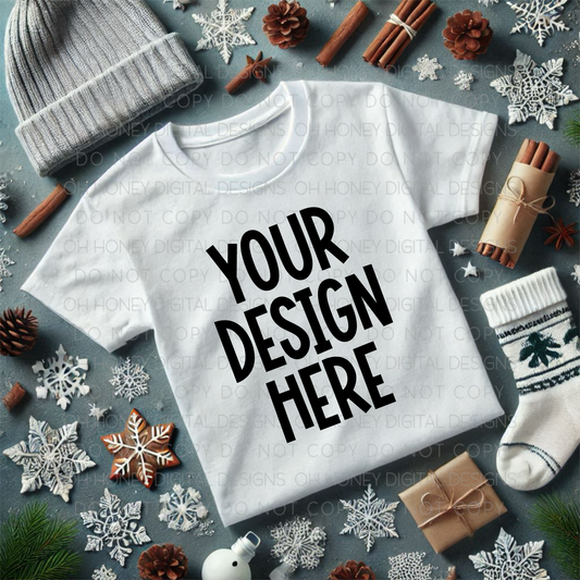 Unbranded White T-Shirt Winter Mockup