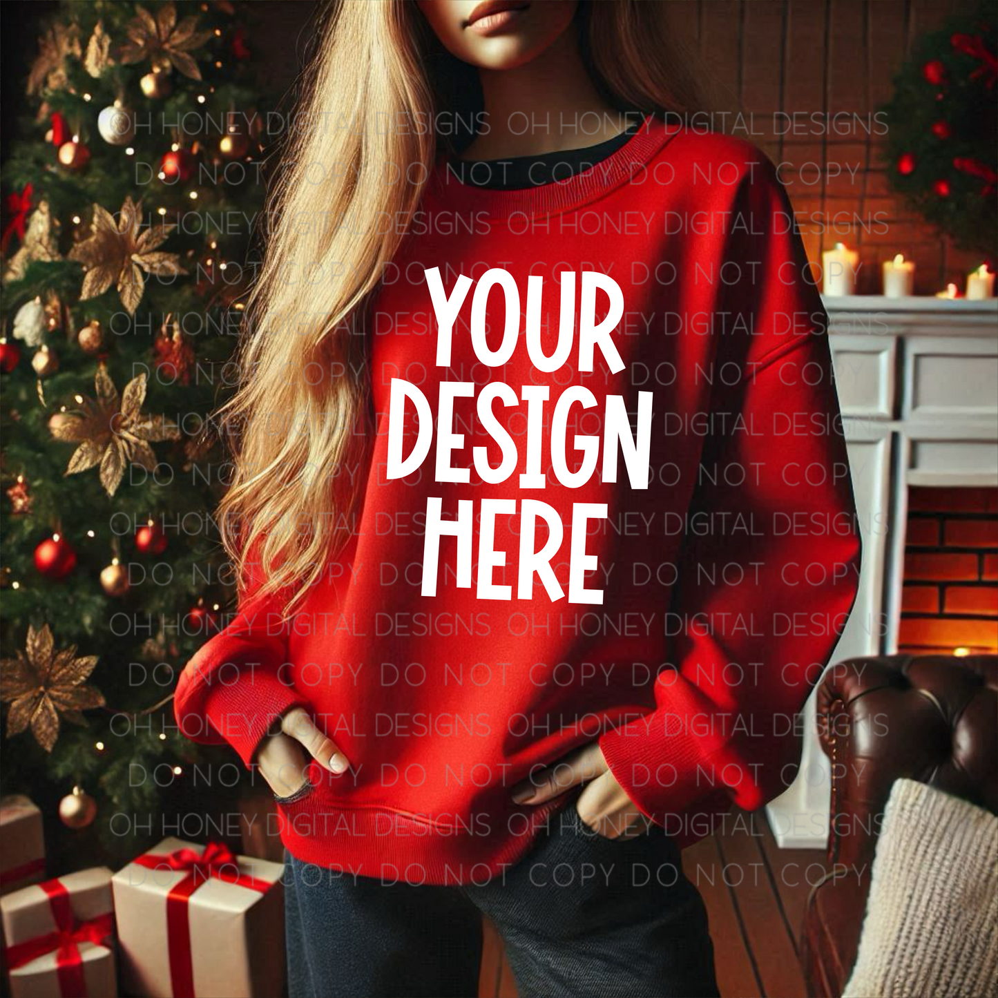 Unbranded Red Sweatshirt Christmas Mockup