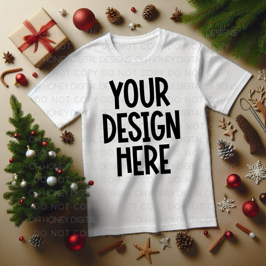 Unbranded White T-Shirt Christmas Mockup