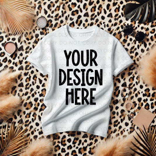 Unbranded White T Shirt Leopard Mockup