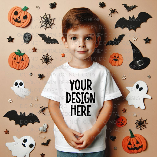 Unbranded White T Shirt Boys Halloween Mockup