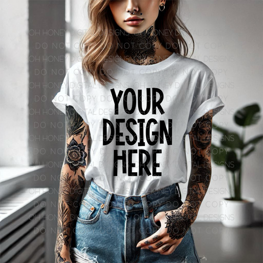 Unbranded White T Shirt Tattoos Mockup