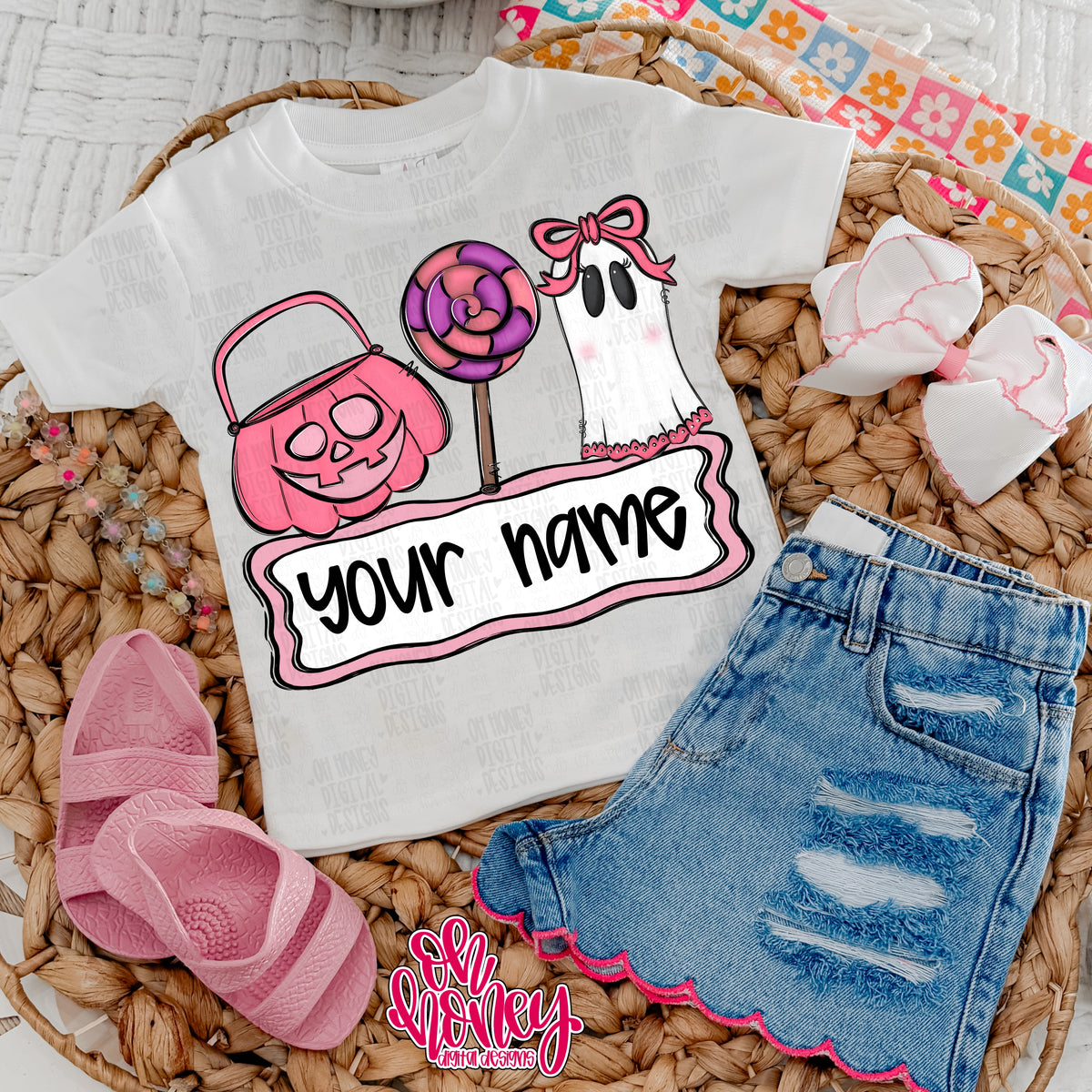 Halloween Name Plate pink