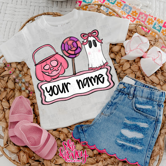 Halloween Name Plate pink