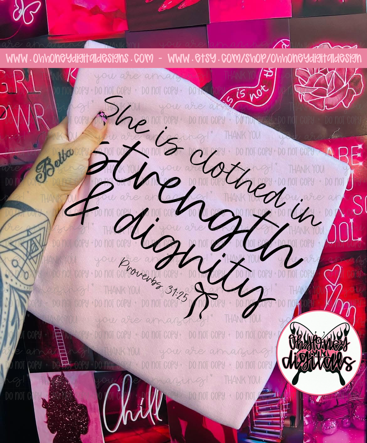 She is Clothed in Strength and Dignity - Black & White Version Included - PNG FEBRUARY 2025