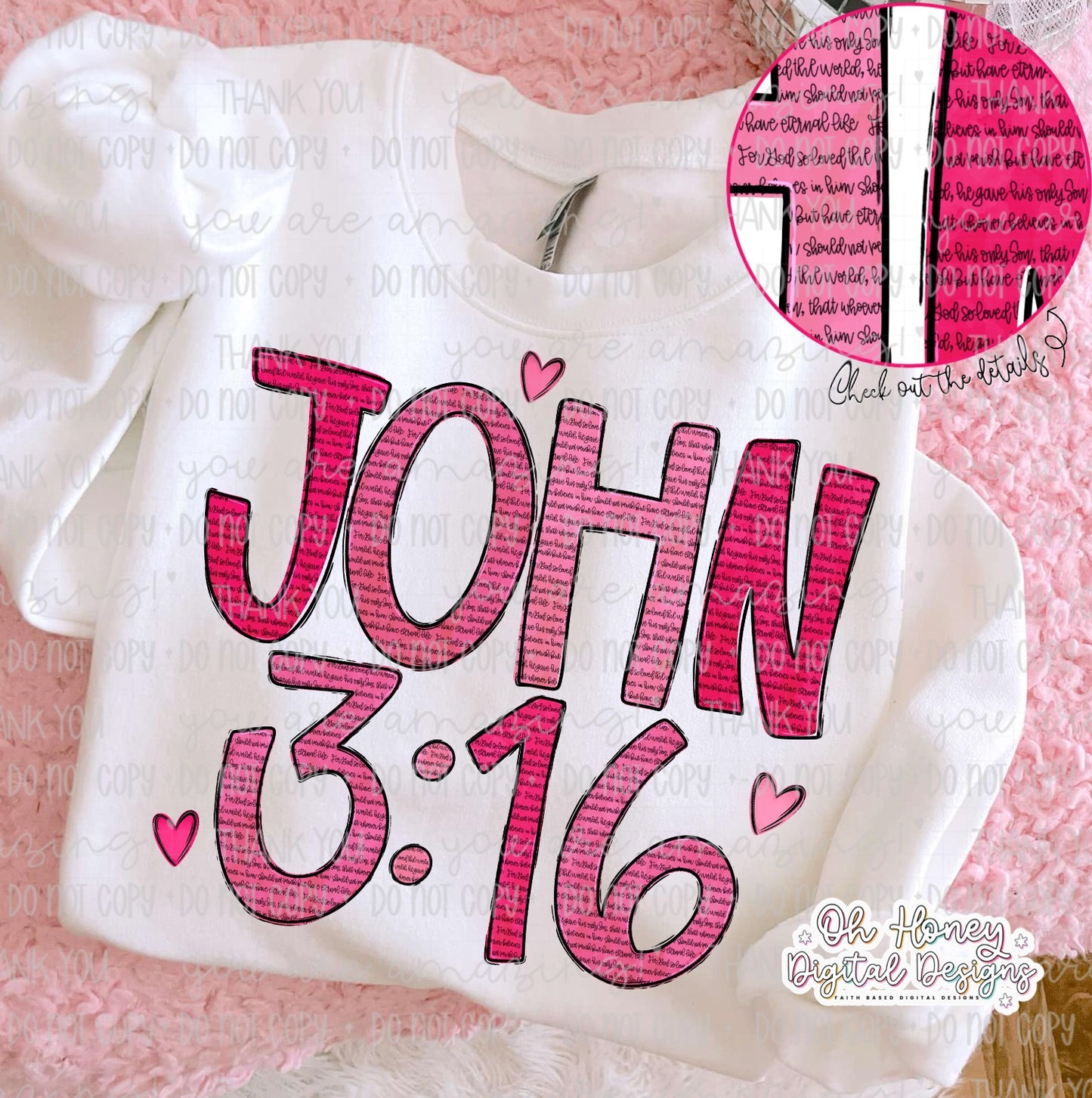 John 3:16 - pink hearts