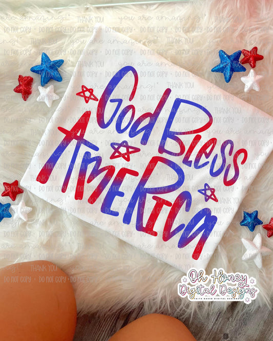 God Bless America - Red/Blue - PNG - JULY 2025