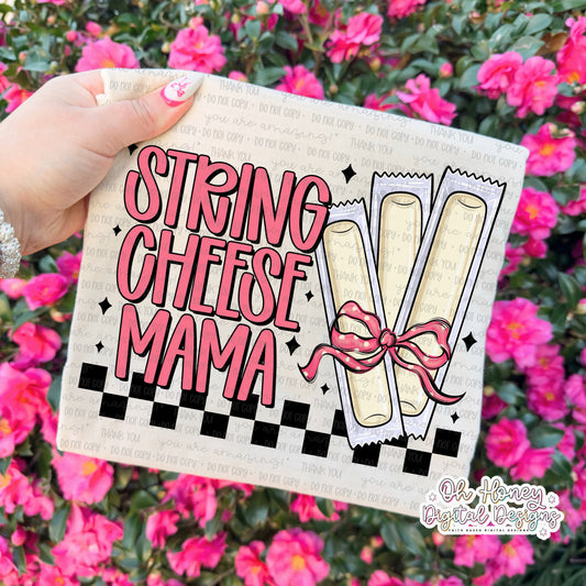 String Cheese Mama - Pink - Checkered -  PNG - FEBRUARY 2026