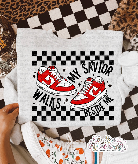 My Savior Walks Beside Me - red