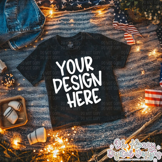 Unbranded Black T-Shirt - 4th of July - Mockup