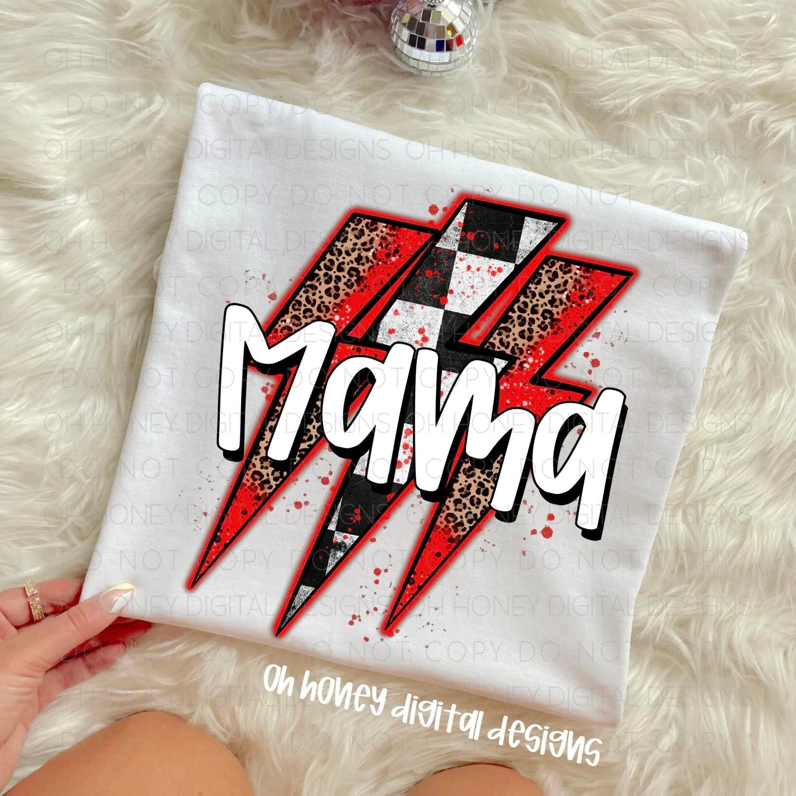 Mama Checkered Red Cheetah PNG