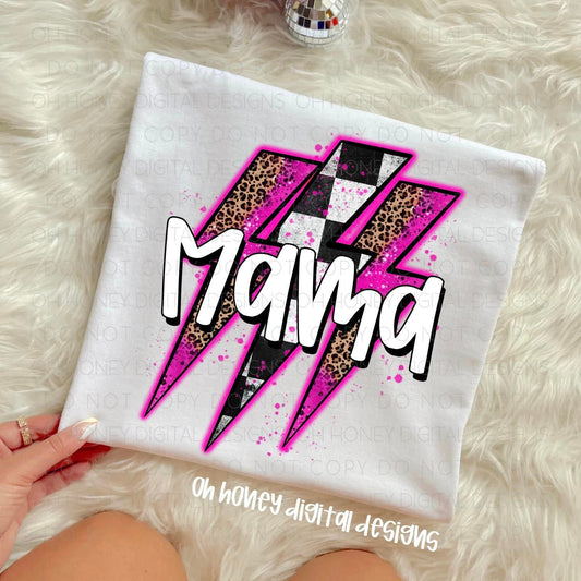 Mama Checkered Pink Cheetah PNG