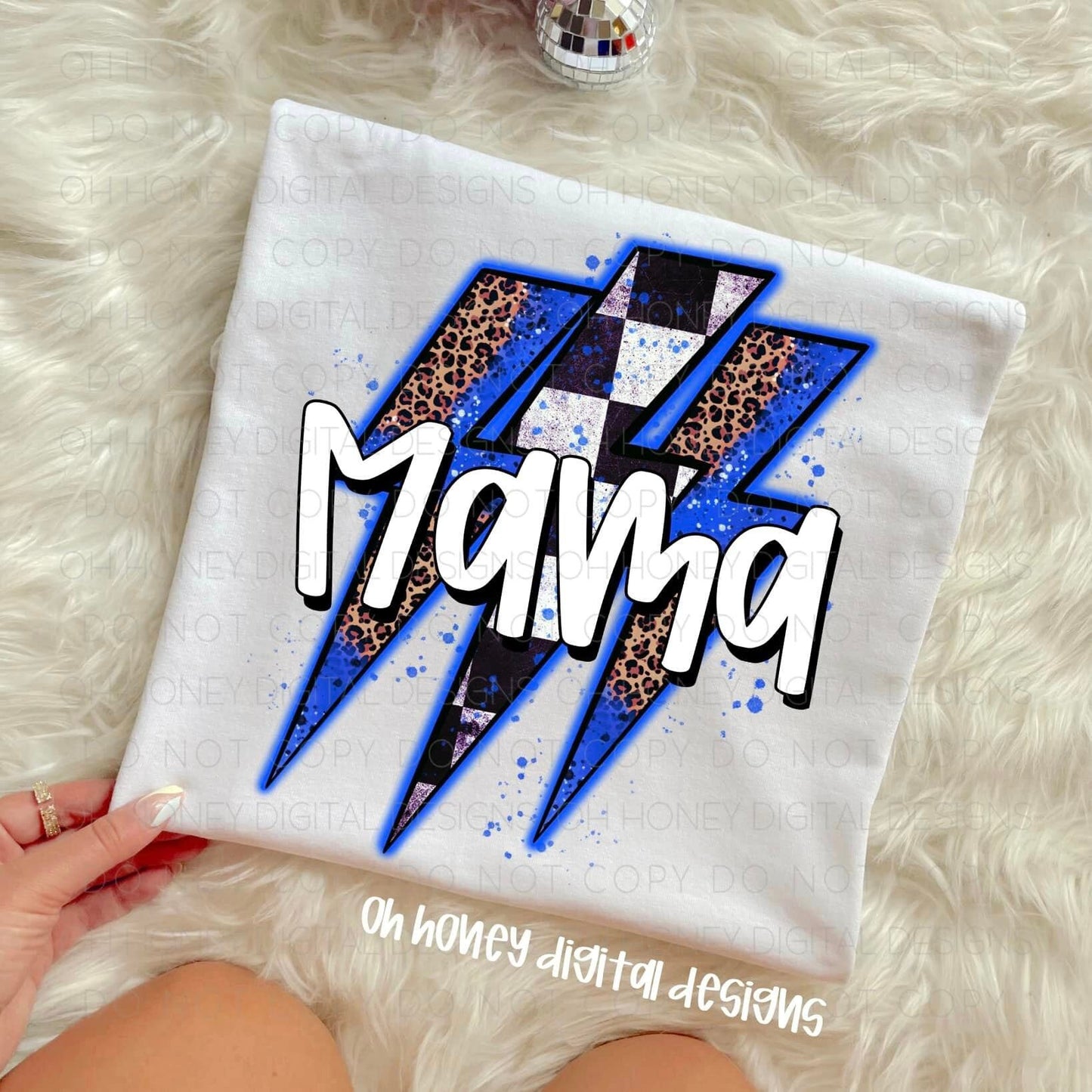 Mama Checkered Blue Cheetah PNG