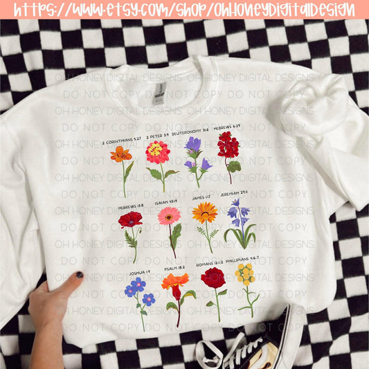 Bible Verse Floral Bouquet - Digital Design - Instant Download