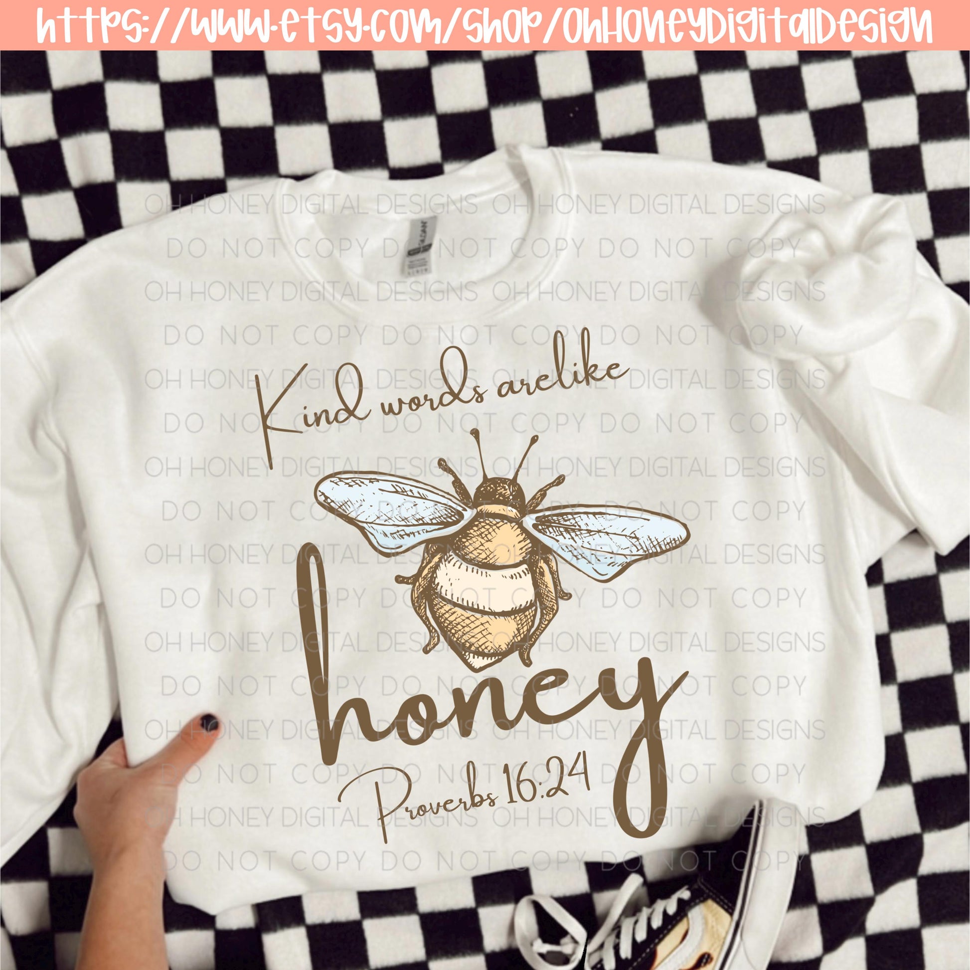 Kind Words Are Like Honey PNG - Digital Design - Instant Download