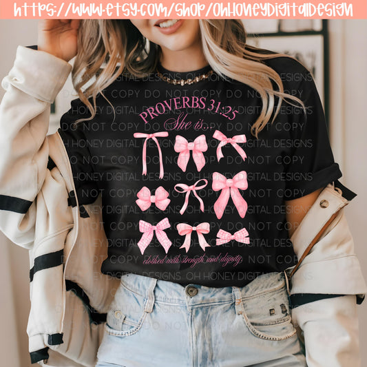 Proverbs 31 Coquette Bows PNG - Digital Design - Instant Download