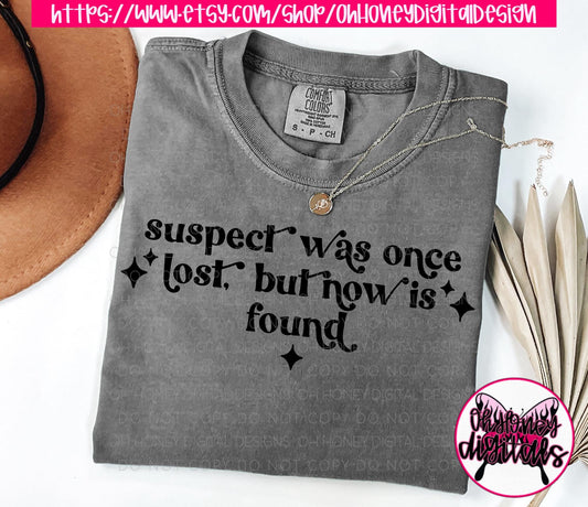 Suspect Was Once Lost But Now Is Found PNG / Funny / TikTok Trend