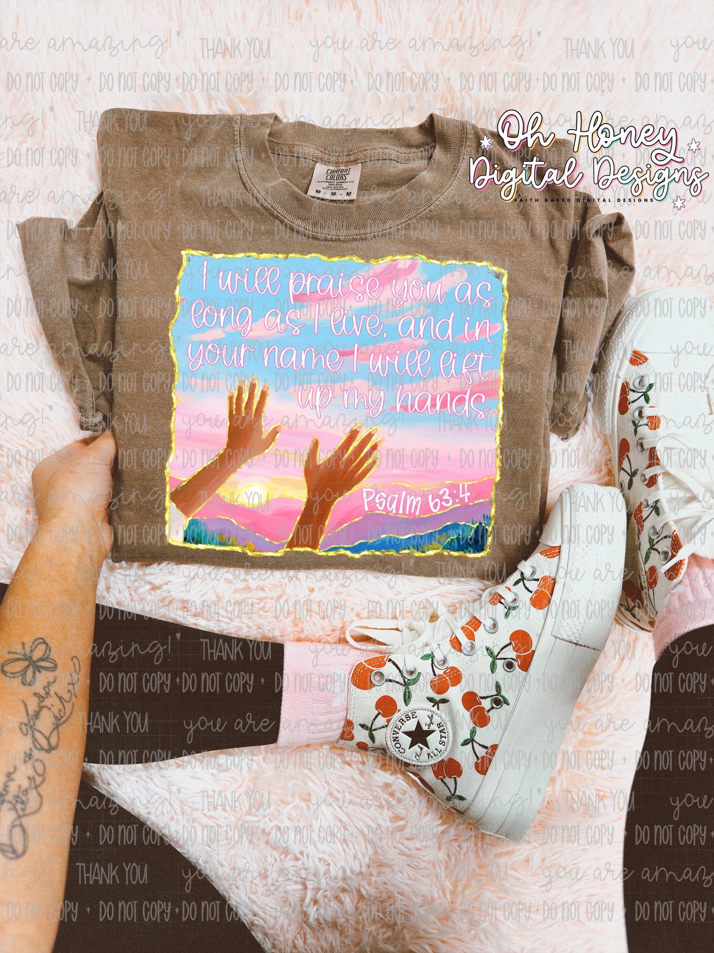 I Will Praise You - Psalm 63:4 - Gold Trim - PNG - MAY 2025